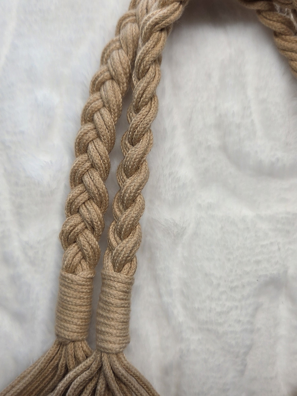 Boho Braided Macramé Tote in Tan - Picture 3 of 6